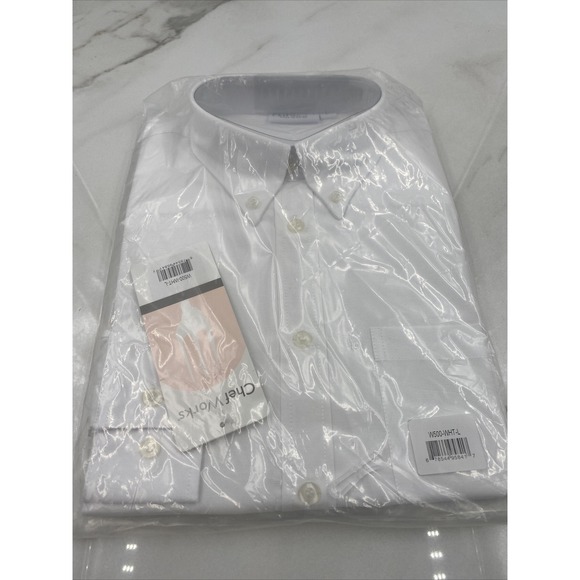 Chef Works Shirt Women's Large White Button Down Long Sleeve Dress - Picture 1 of 6
